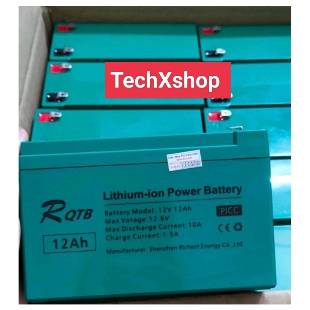 Bình Lithium 12V-12AH (ắc quy bình pin siêu nhẹ phun xịt, thắp sáng,chạy quạt...)