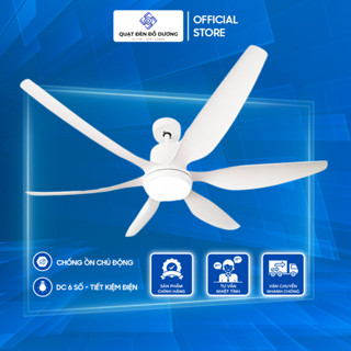 Quạt Trần 6 Cánh - Quạt Trần Điều Khiển Từ Xa QUẠT ĐÈN ĐỖ DƯƠNG Kiểu Dáng Hiện Đại Cánh Nhựa Vân Gỗ Công Suất 60 W
