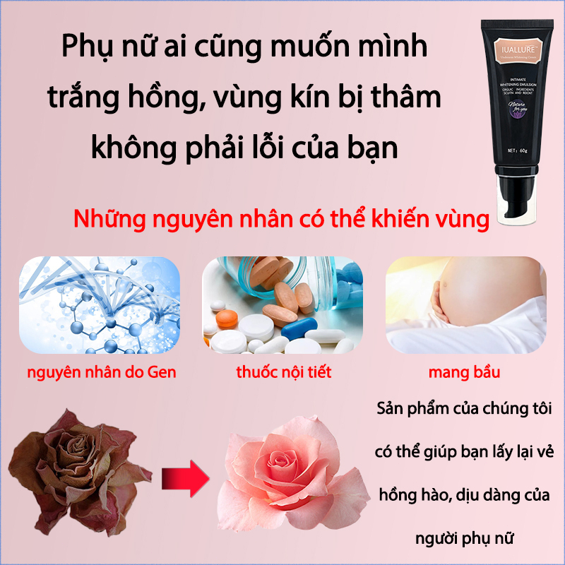 Kem làm trắng da vùng kín làm trắng nách cổ đầu gối cả người làm trắng dưỡng ẩm Làm mờ hắc tố chăm sóc cơ thể 60ml