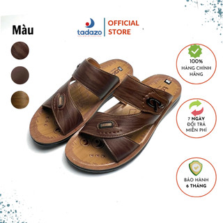 Dép nam cao cấp Sandal đế thấp Tadazo, da mềm mại, đế cao su nguyên khối, khâu may chân quai siêu chắc chắn TD1615-T