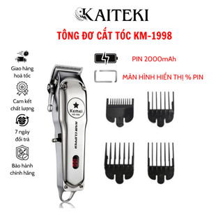 Tông đơ cắt tóc chuyên nghiệp kemei km -1998 pin 2000mah màn hình led