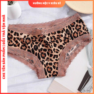 Set 5 quần lót nữ thun su lạnh hoạ tiết da beo, da báo phối viền ren cao cấp
