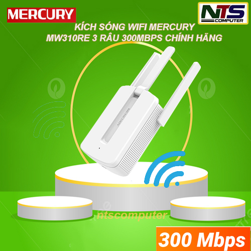 Bộ kích sóng wifi 3 râu chính hãng Mercury MW310RE 300Mbps
