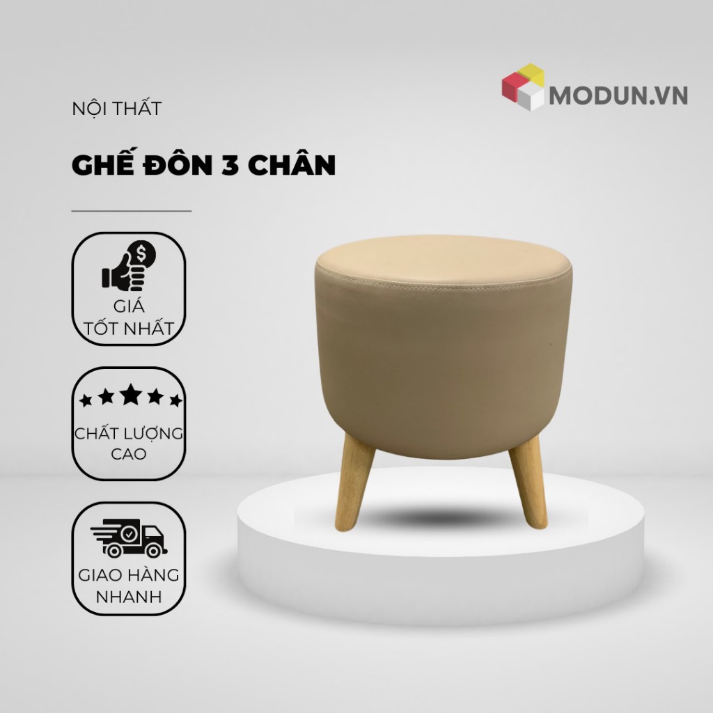 Ghế đôn bàn trang điểm -gđm004 có chân MODUN.VN - bằng simili cao cấp