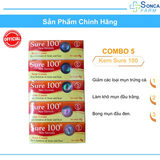 Combo 5 Kem Mụn Sure 100 Chai 8G Giảm Mụn Trứng Cá