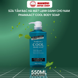 Sữa tắm nam Pharmaact Tonic 550ml tinh chất bạc hà, lô hội mát lạnh sảng khoái Nhật Bản - Maneki Japan