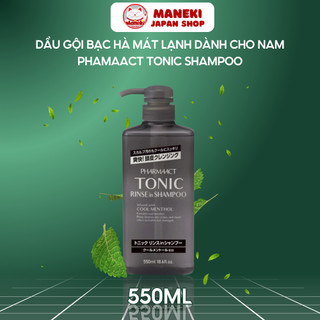 Dầu gội xả nam Pharmaact tonic 550ml Kumano tinh chất bạc hà, lô hội mát lạnh sảng khoái Nhật Bản - Maneki Japan