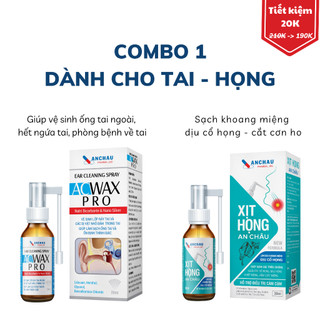 COMBO xịt tai - mũi - họng cho bé và người lớn gồm Xịt tan ráy tai, Xịt họng keo ong, Xịt giảm nghẹt mũi chảy nước mũi