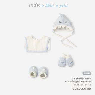 Set phụ kiện 4 món mũ, yếm, bao tay, bao chân Nous phối nhiều màu sắc đáng yêu cho bé trai bé gái chất liệu kháng khuẩn