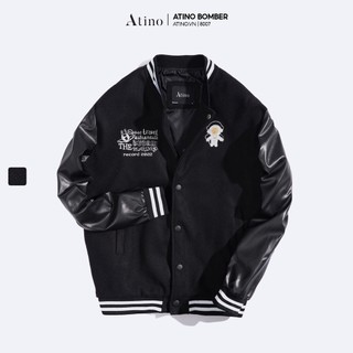 Áo Khoác Bomber Dạ mix Da PU ATINO Hàn Quốc Phong Cách Trẻ Trung Chuẩn Form Nam L.1.8007