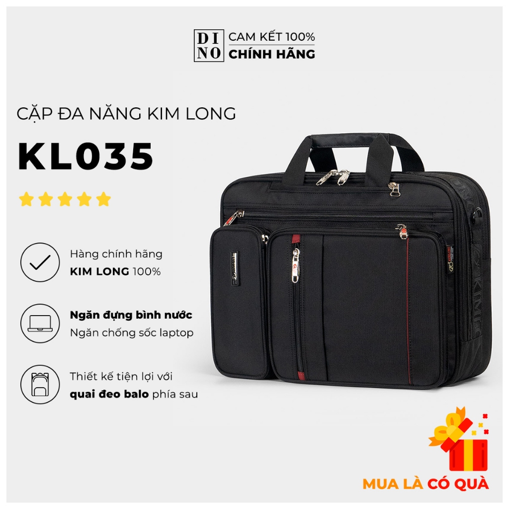 Cặp Học Sinh Cấp 2, Cấp 3, Có Ngăn Đựng Bình Nước, Cặp Đa Năng Có Quai Balo Cất Gọn, Quai Đeo Vai Kim Long KL035