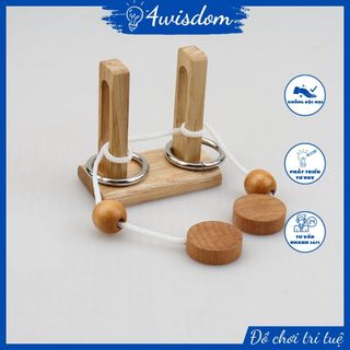 Đồ chơi trí tuệ IQ tháo chiếc vòng sắt ra khỏi cột gỗ 4wisdom, hack não giải khóa vòng kim loại và thanh gỗ