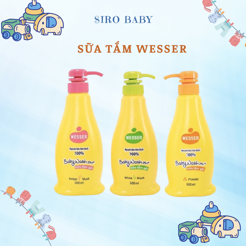 Sữa Tắm Gội Wesser 500ml Sữa Tắm Gội Toàn Thân Cho Bé Sơ Sinh