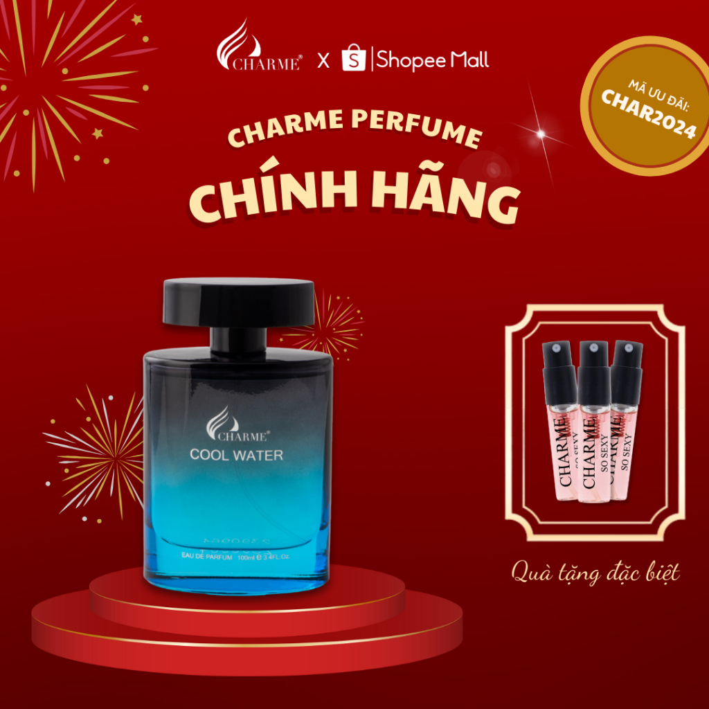 Nước hoa nam chính hãng CHARME Cool Water cao cấp lưu hương lâu, hương thơm phóng khoáng, nam tính chai 100ml