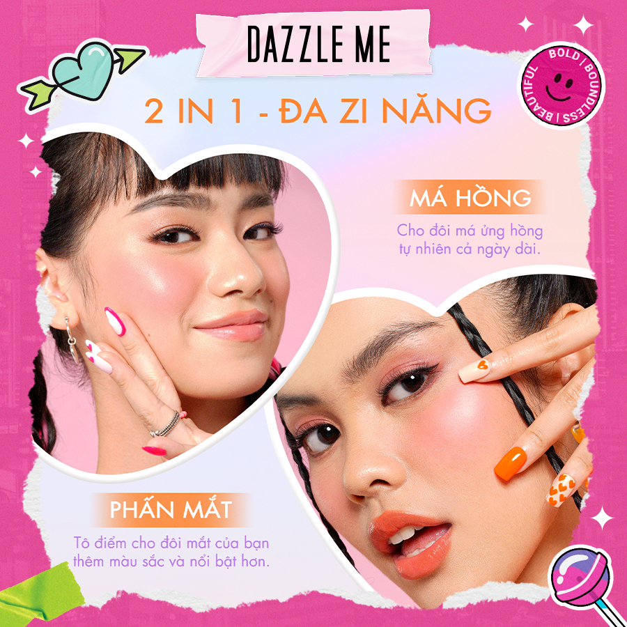 Kem Má Hồng Ửng Hồng Tự Nhiên DAZZLE ME Liquid Blush Heart Melt Creamy Liquid 2.5g DZM04