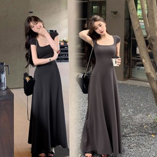  Váy đầm Maxi nữ body dáng dài tay ngắn cổ vuông sang chảnh phong cách ulzzang  CÓ BIG SIZE  KHOSI SP107 