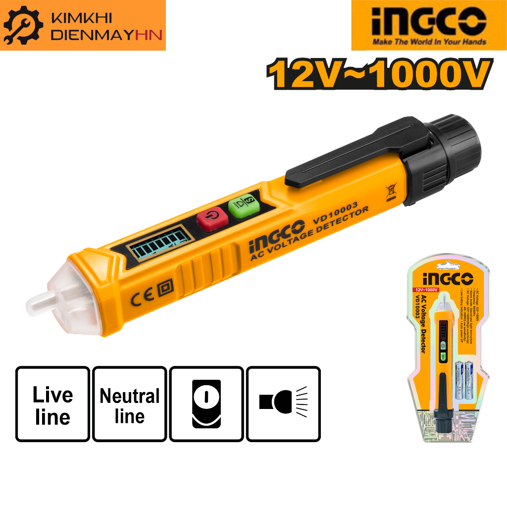 Bút thử điện kỹ thuật số đa năng thông minh 1000V INGCO VD10003,VD100026