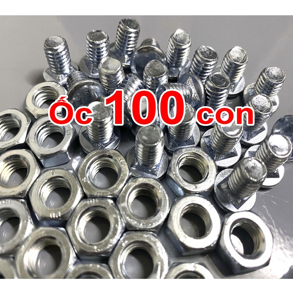 Ốc bắt kệ sắt V lỗ đa năng 100 con | Loại dài M8x16mm