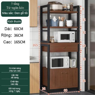 Kệ bếp năng để lò vi sóng, nồi cơm điện có ngăn tủ bảo quản đồ tiện dụng