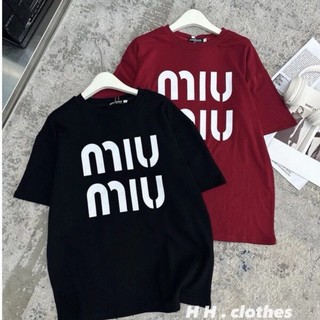 Áo Thun Chữ Miu Lớn Chất Cotton Dày Dặn, Áo Phông Dáng Rộng Dành Cho Nữ