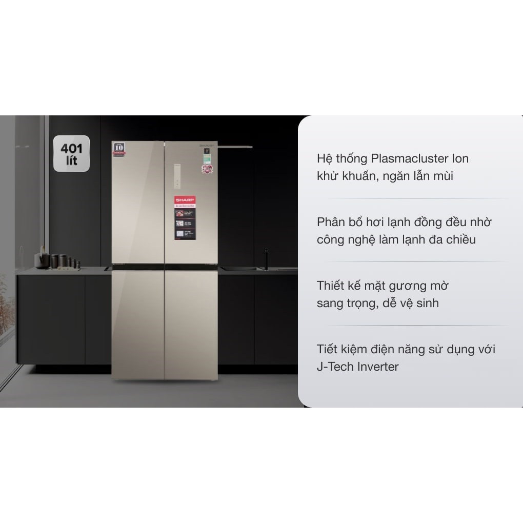 Tủ lạnh Sharp Inverter 401 lít Multi Door SJ-FXP480VG-CH - Dienmaykhore