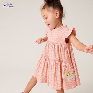 Váy hè hồng hoạ tiết voi hoa nhí xinh xắn cho bé gái LMS1663 - TOPZKIDS