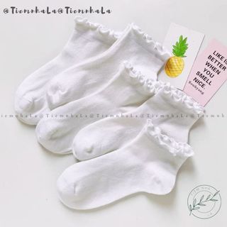 Tất/Vớ cổ Nhún phong cách Lolita dễ thương, tất dệt kim cao cấp - màu Trắng, dễ phối đồ