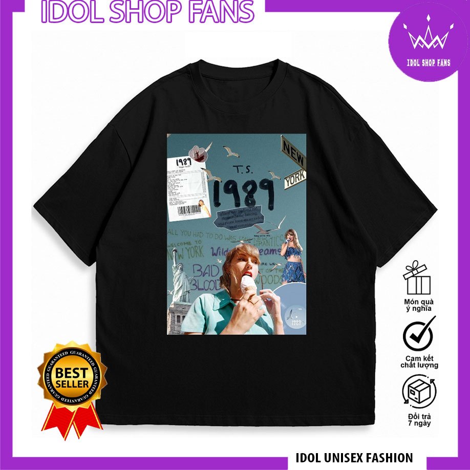 Áo Thun Taylor Swift Album 1989, Áo Taylor The Eras Tour. Áo Thun Nam Nữ 2 Màu Trắng Đen