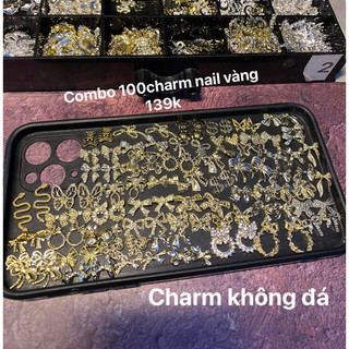 Combo 100 charm làm nail màu vàng xinh giá rẻ y hình