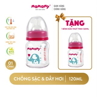  Mua 1 bình sữa thủy tinh Mamamy 120ml tặng 1 bình cùng loại