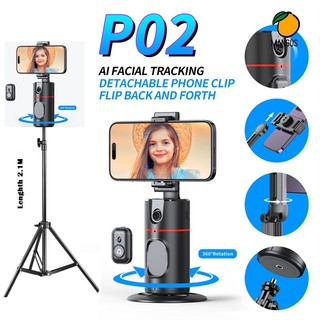 Giá đỡ Gimbal P02 Tay Cầm Chống Rung Điện Tử Nhận diện khuôn mặt AI 360° Gimbal Điện Thoại Chống Rung Mango Ovil
