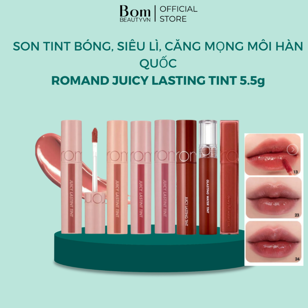 Son Tint Bóng, Siêu Lì, Căng Mọng Môi Hàn Quốc Romand Juicy Lasting Tint 5.5g(02/2026)