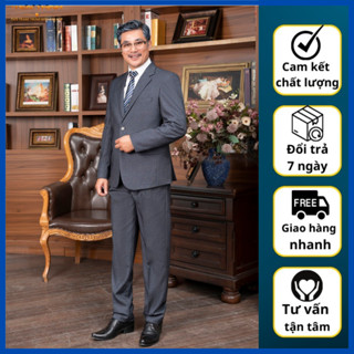 Bộ Vest Nam trung niên cao cấp, bộ vest trung tuổi xuất khẩu hàng loại 1 ( tặng cà vạt )