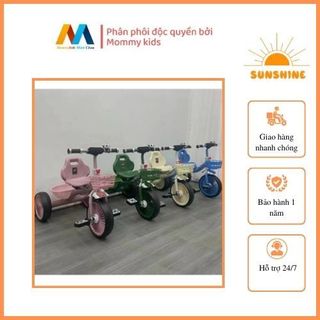 XE ĐẠP BA BÁNH CAO CẤP CHO BÉ TỪ 2 - 5 TUỔI KHUNG THÉP YÊN DA CÓ GIỎ ĐỂ ĐỒ CHO BÉ MODEL 1999