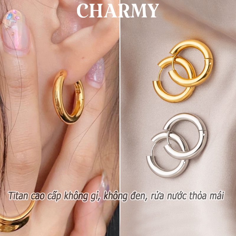 Bông tai tròn titan không gỉ cao cấp BT03 - Charmy