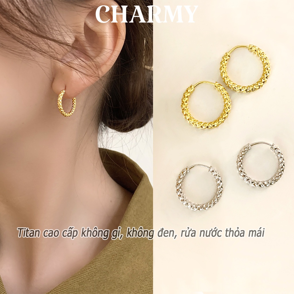 Bông tai titan không gỉ nữ tròn cao cấp BT10 - Charmy