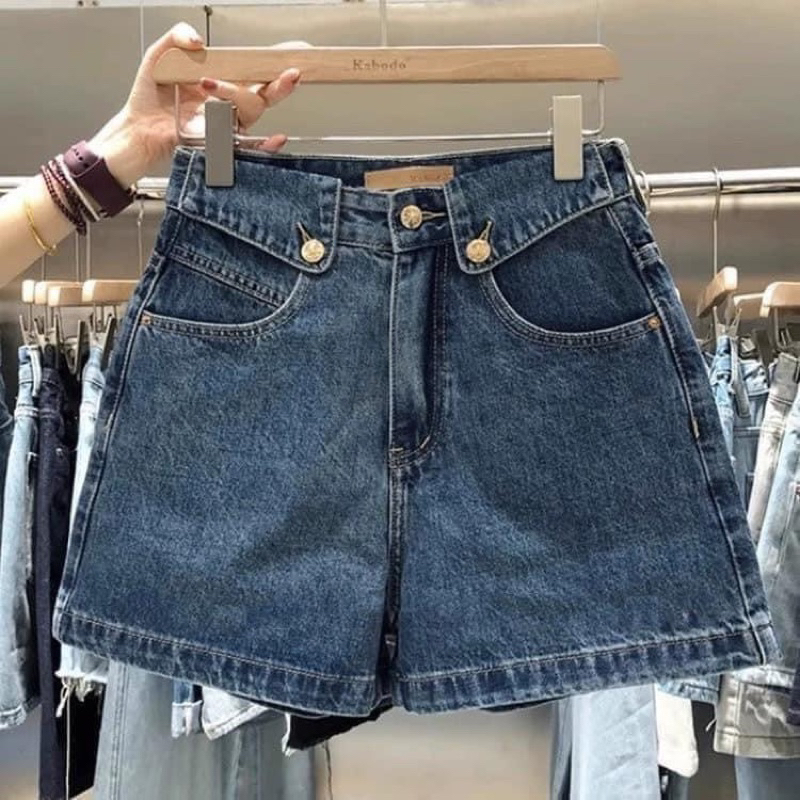 Quần Short Bò Cạp Cao Nữ , Quần Jeans Đùi Mẫu Mới 2024