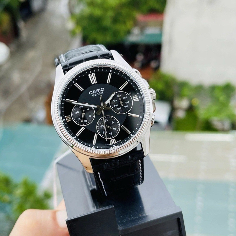 ĐỒNG HỒ NAM CHÍNH HÃNG Casio MTP-1375L-1A Quartz Black Dial & Leather For Men