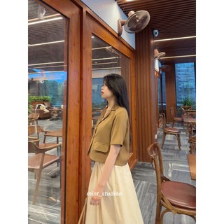 Áo Blazer Dáng Lửng Cộc Tay