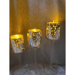 Bộ 3 chiếc cốc đựng nến thủy tính trang trí
