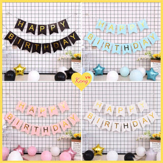 Dây cờ Happy Birthday trang trí sinh nhật, dây cờ đuôi cá trang trí sinh nhật dễ thương