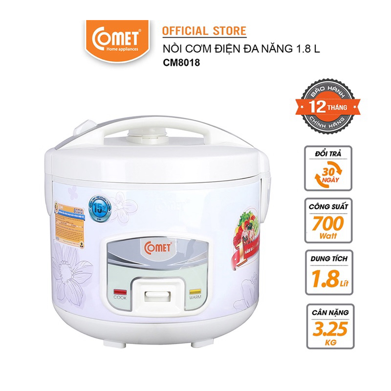 Nồi cơm điện nắp gài 1.8L Comet CM8018 ( hoả tốc TPHCM )