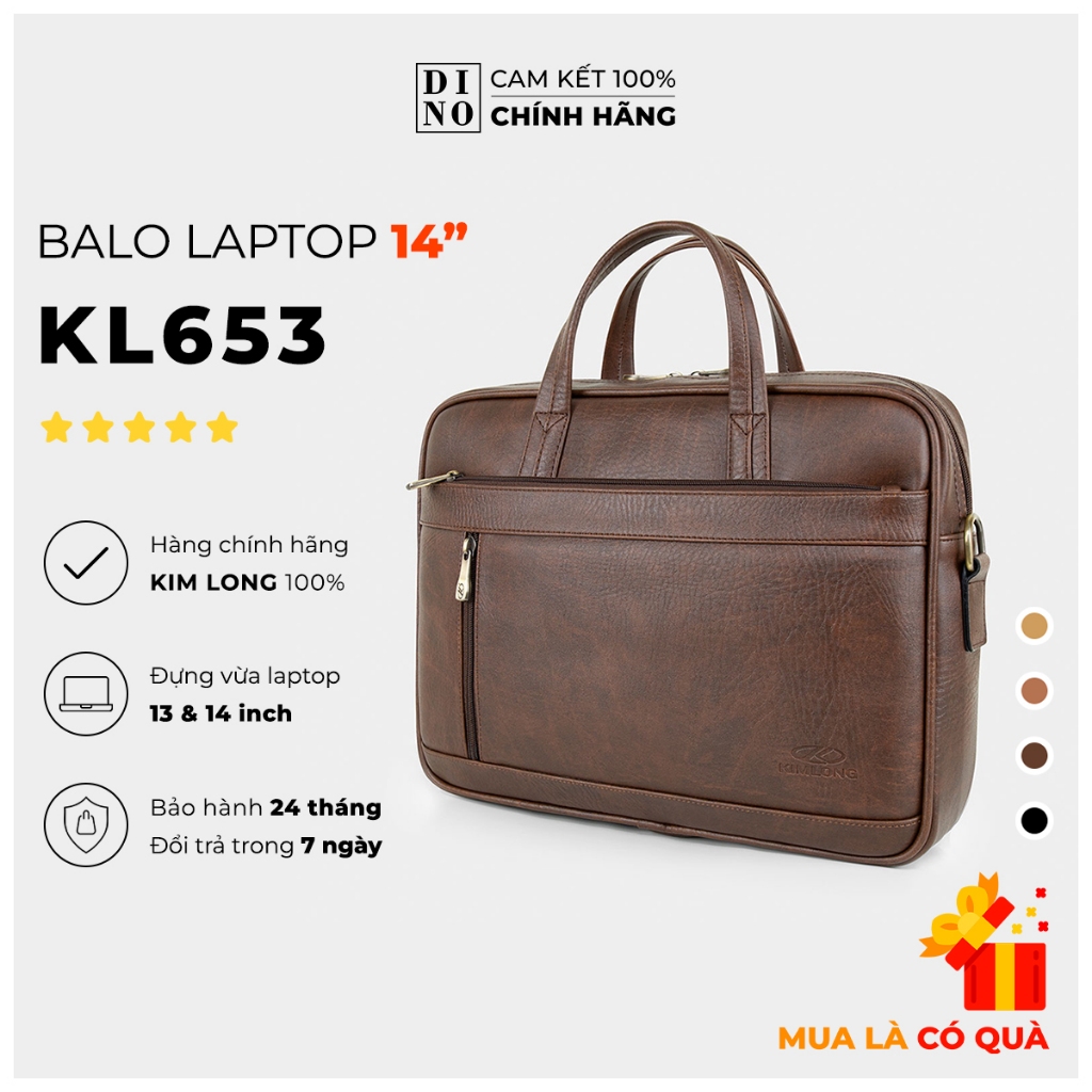 Cặp Da Đựng Laptop 14 Inch, Cặp Da Công Sở Nam Nữ Cao Cấp, Chống Sốc Laptop 14 Inch Chính Hãng Kim Long KL653