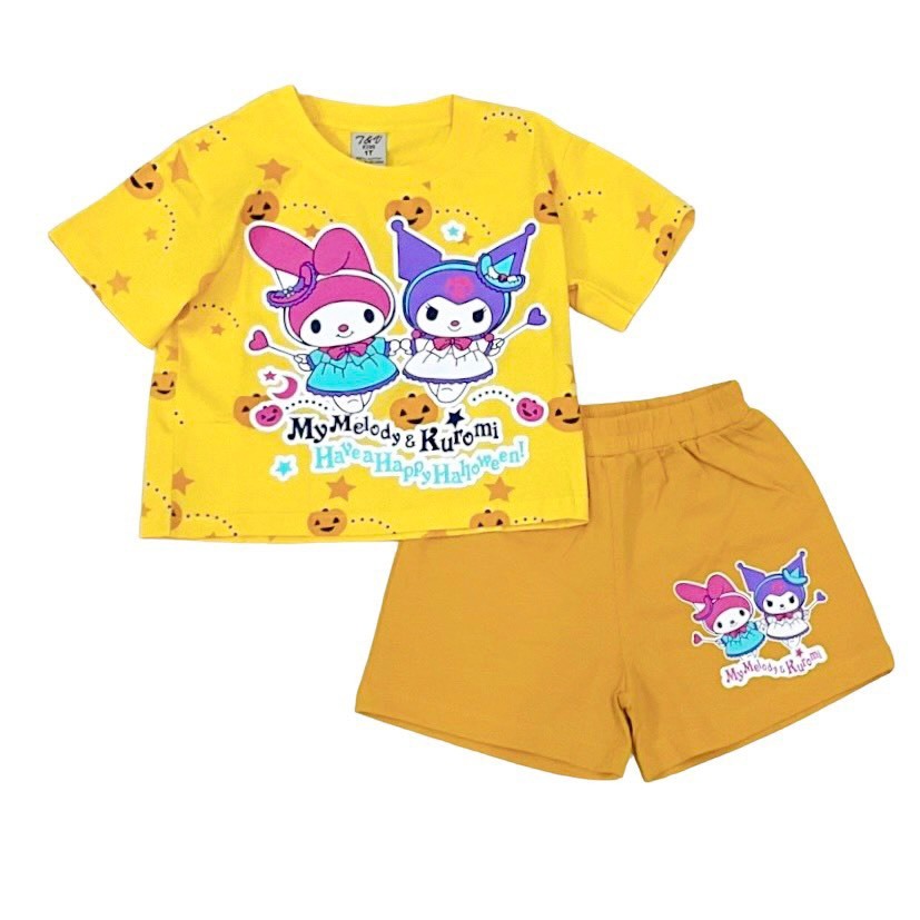 Đồ bộ đùi thun cotton bé gái Kuromi (18-45kg), Đồ bộ ngắn tay mặc nhà cho bé gái