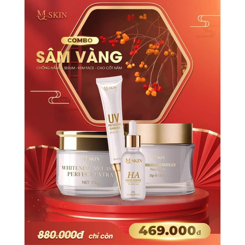 COMBO KEM SÂM VÀNG 4 MÓN (KEM NGÀY + KEM ĐÊM+ SERUM+ KEM CHỐNG NẮNG)