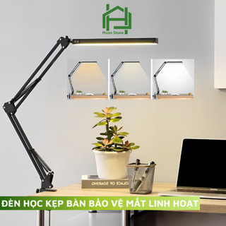 Đèn học kẹp bàn HSON với 3 màu ánh sáng và 10 mức độ bảo vệ mắt có thể gấp gọn điều chỉnh 360 độ