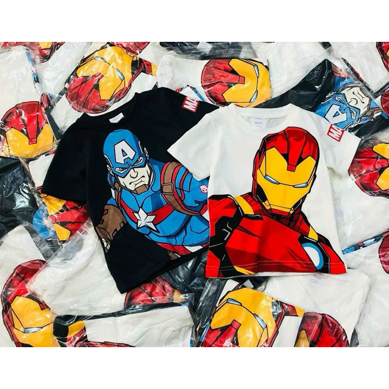 Set 2 Áo Mavel Siêu Nhân Trắng - Xanh Cho Bé - Nhà Cam
