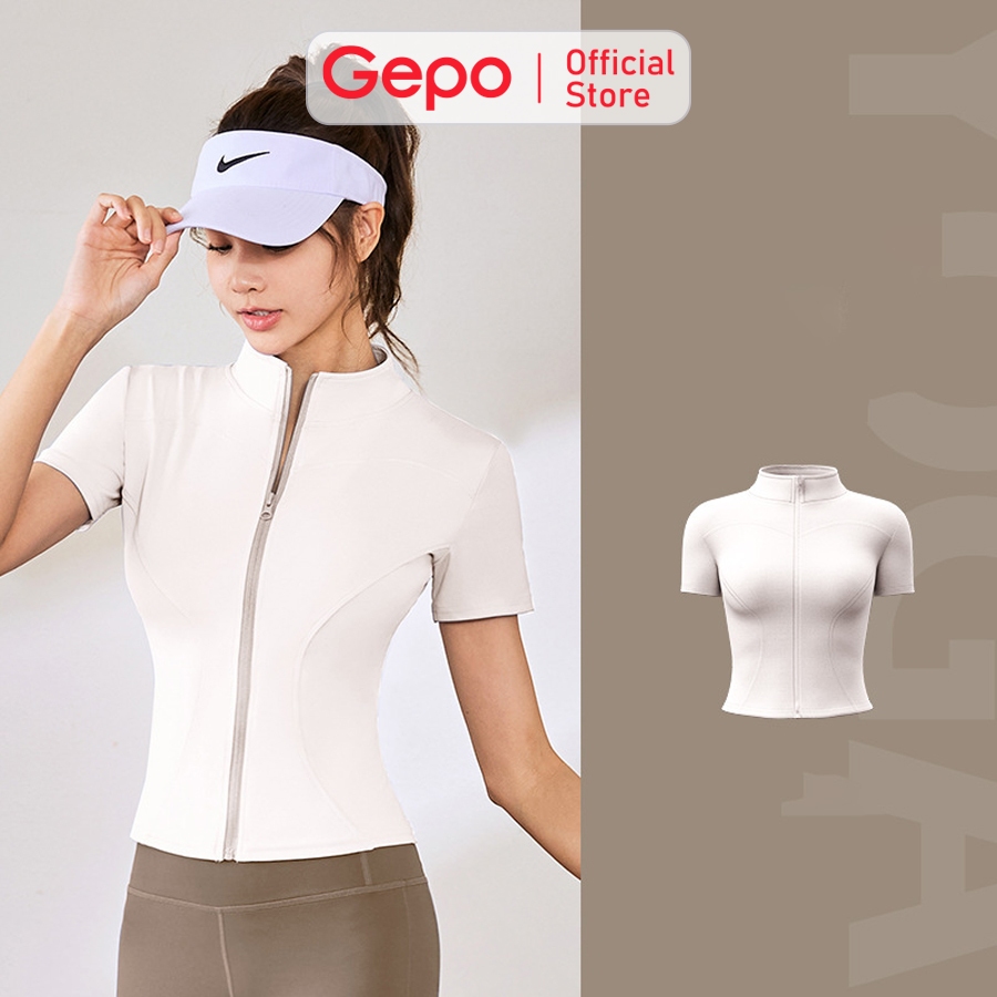 Áo khoác nữ thể thao tay ngắn tập gym,yoga,ôm body chất thun lạnh co giãn 4 chiều GEPO GP231 | BigBuy360 - bigbuy360.vn