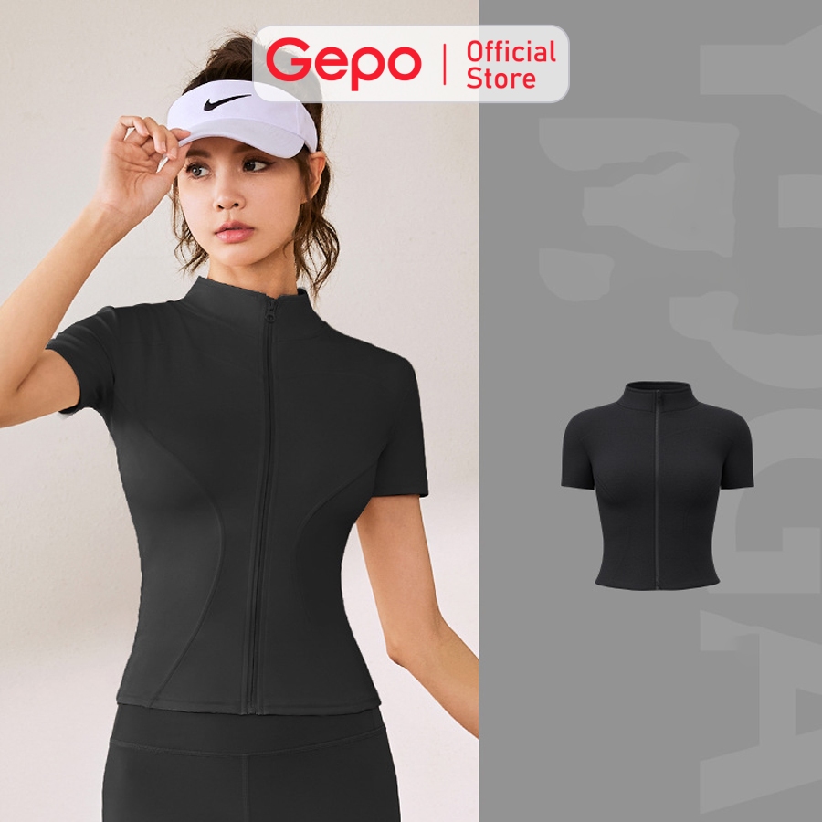 Áo khoác nữ thể thao tay ngắn tập gym,yoga,ôm body chất thun lạnh co giãn 4 chiều GEPO GP231 | BigBuy360 - bigbuy360.vn