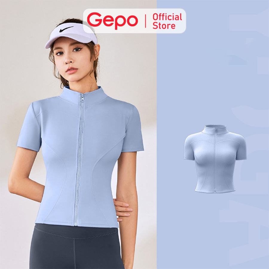 Áo khoác nữ thể thao tay ngắn tập gym,yoga,ôm body chất thun lạnh co giãn 4 chiều GEPO GP231 | BigBuy360 - bigbuy360.vn